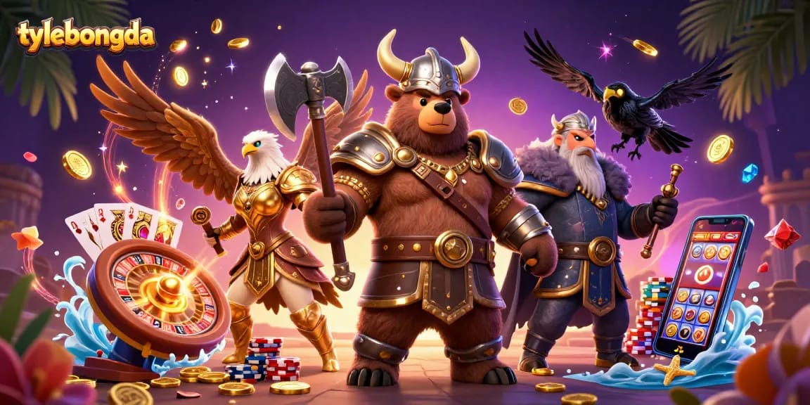 Engage with tylebongda's dynamic sports betting scene featuring thrilling characters, colorful casino elements, and winning odds.