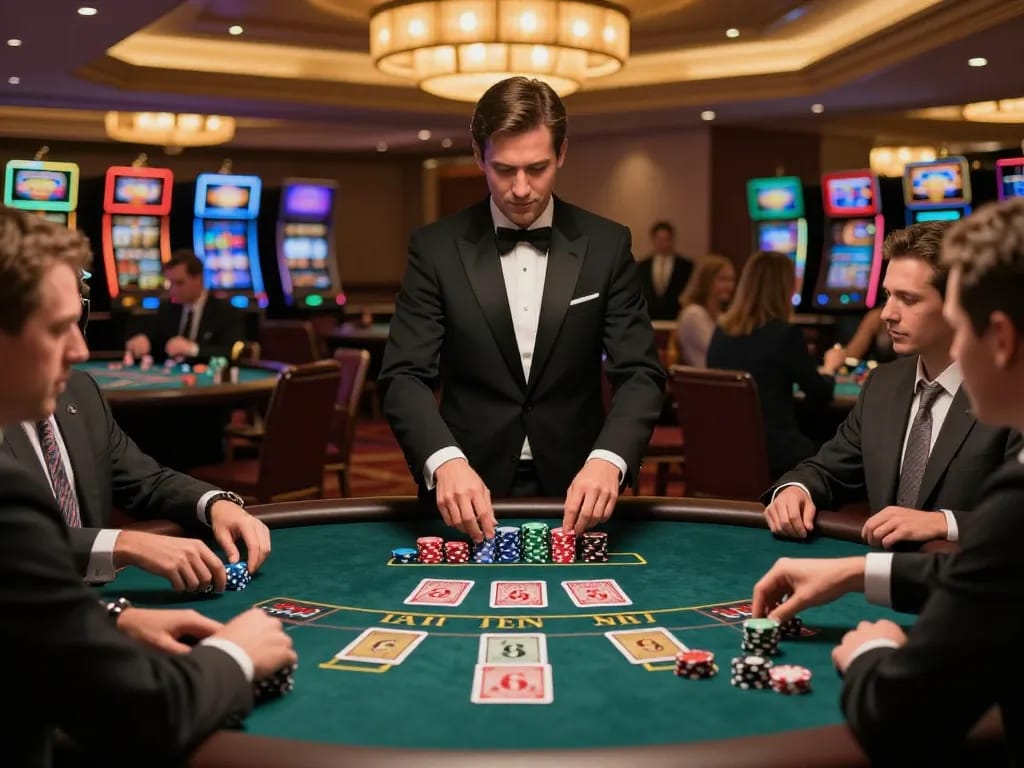 Engaging gameplay at MM88 blackjack table highlighting strategy and excitement in luxury casino.