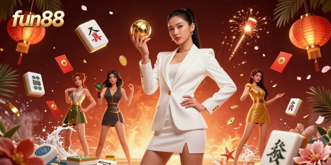 Win big at fun88 with an Asian-inspired casino scene showcasing captivating slots and live games.