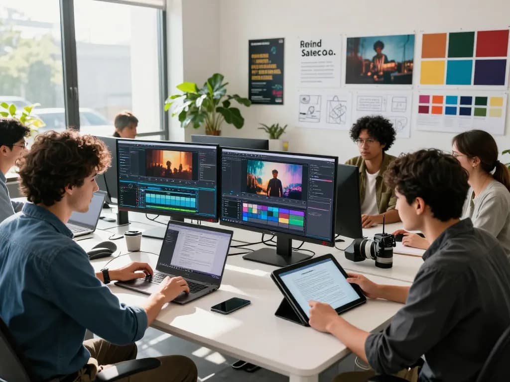 Creators using seedance 2.0 ai for video production in a modern workspace
