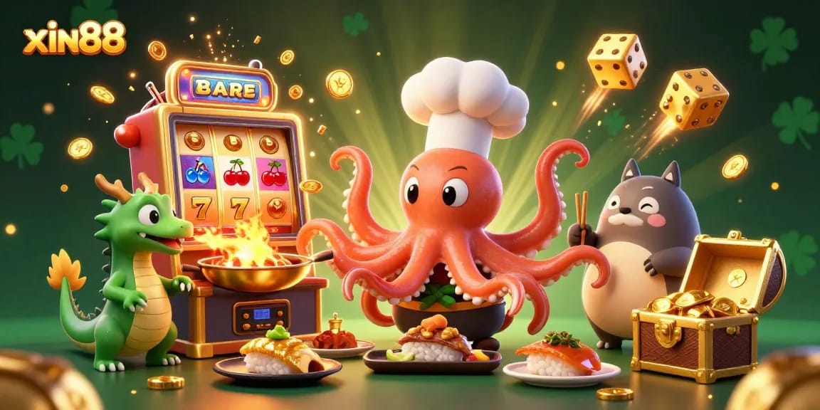 Experience the excitement of xin88 with a vibrant 3D casino scene featuring dynamic game elements and colorful characters.