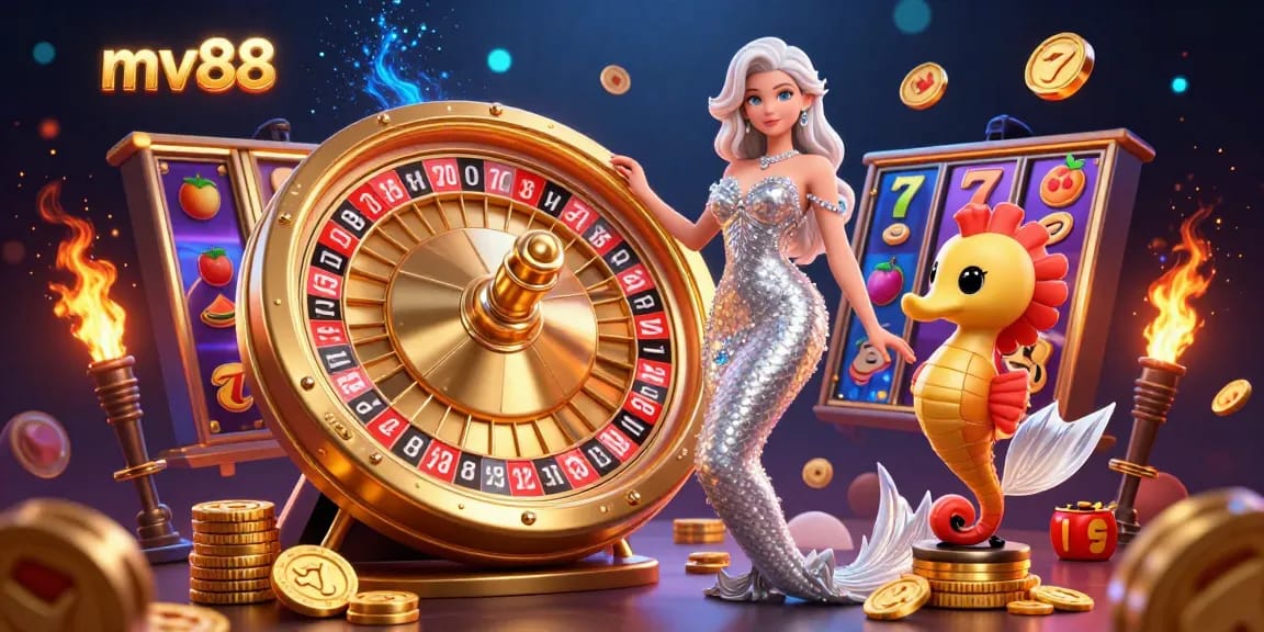 Experience thrilling games at mv88, featuring elegant characters and vibrant casino elements in a dazzling scene.