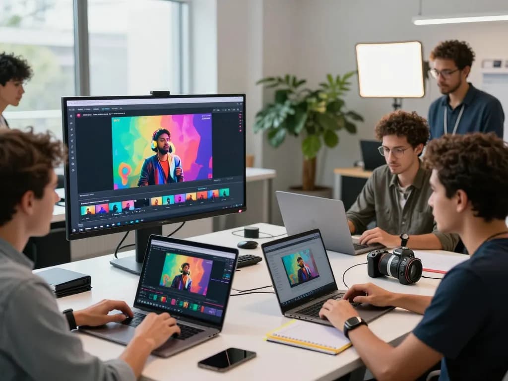 Creating stunning videos with Seedance AI in a modern collaborative workspace.