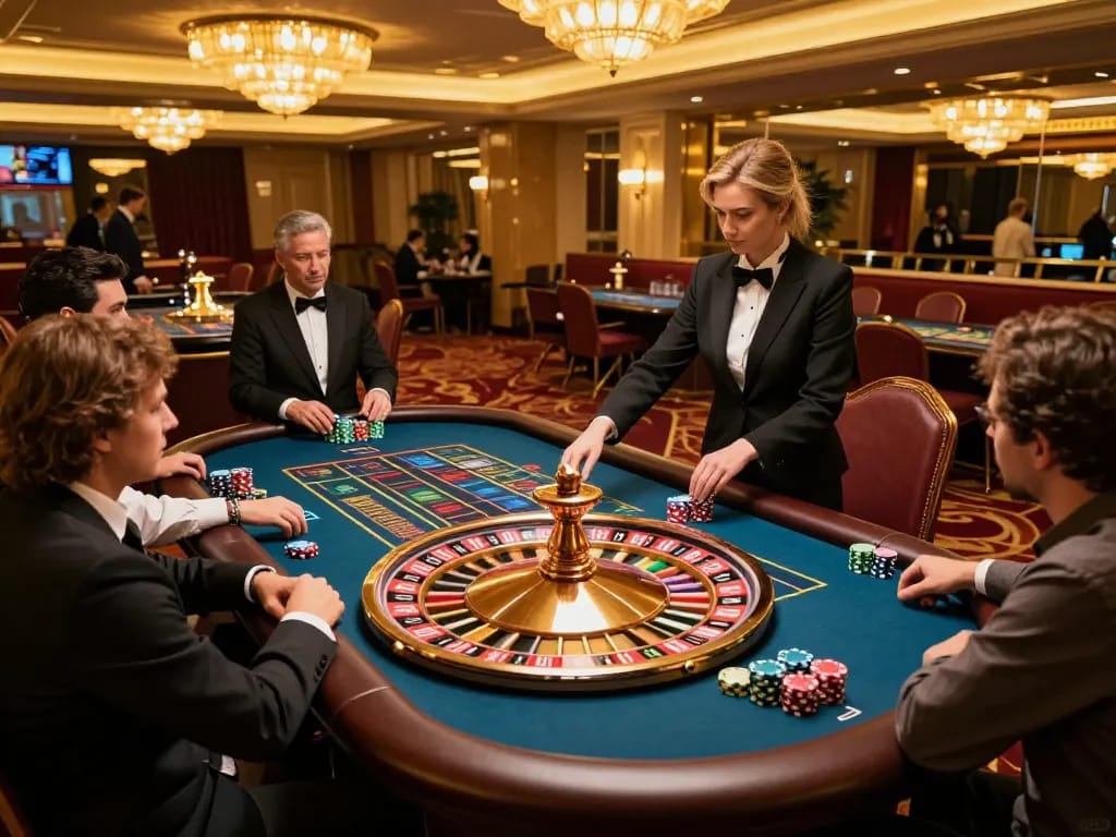 Players at SC88 roulette table celebrating bets in a luxurious casino atmosphere.