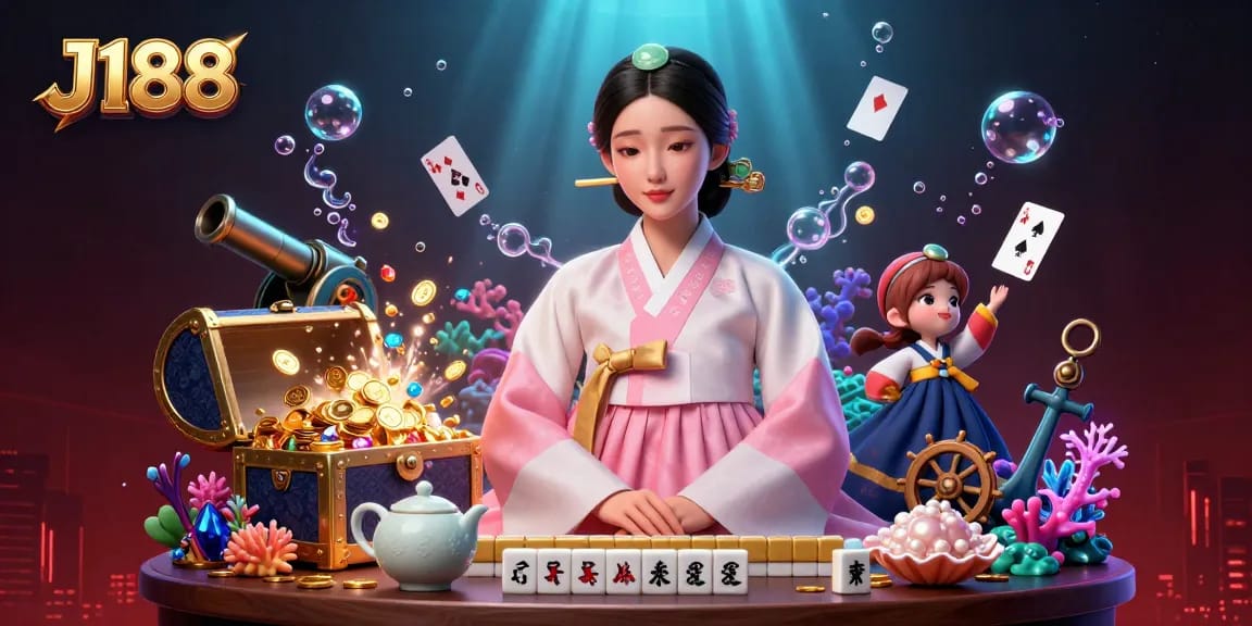 Engage in the thrilling world of J188 online casino featuring an elegant Asian woman and vibrant game elements.