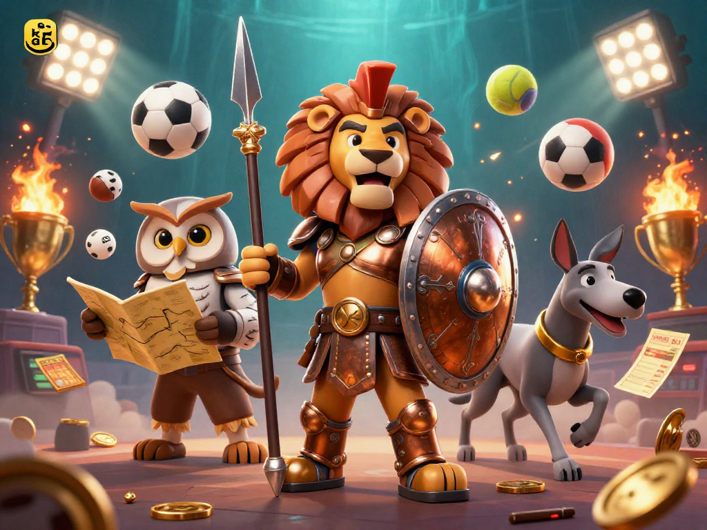 Experience kèo nhà cái 5 with a heroic Spartan lion amid dynamic sports elements and visual excitement.
