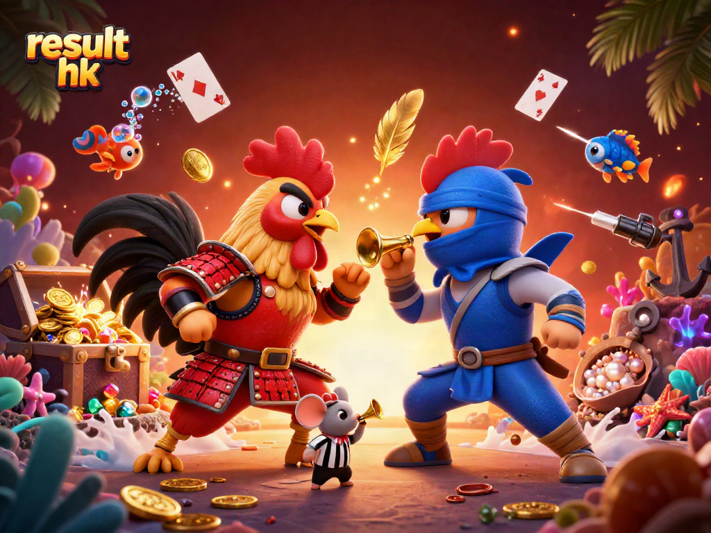 Engage with thrilling results hk through a dynamic showdown of roosters in 3D casino style.