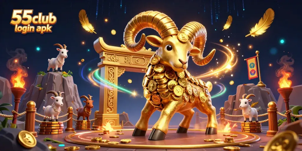 Experience the thrill with the 55 club login apk in this vibrant casino-themed 3D illustration.