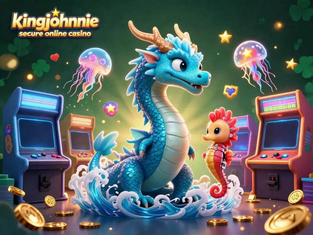 Experience exhilarating gaming with the kingjohnnie secure online casino featuring a vivid dragon and vibrant elements.