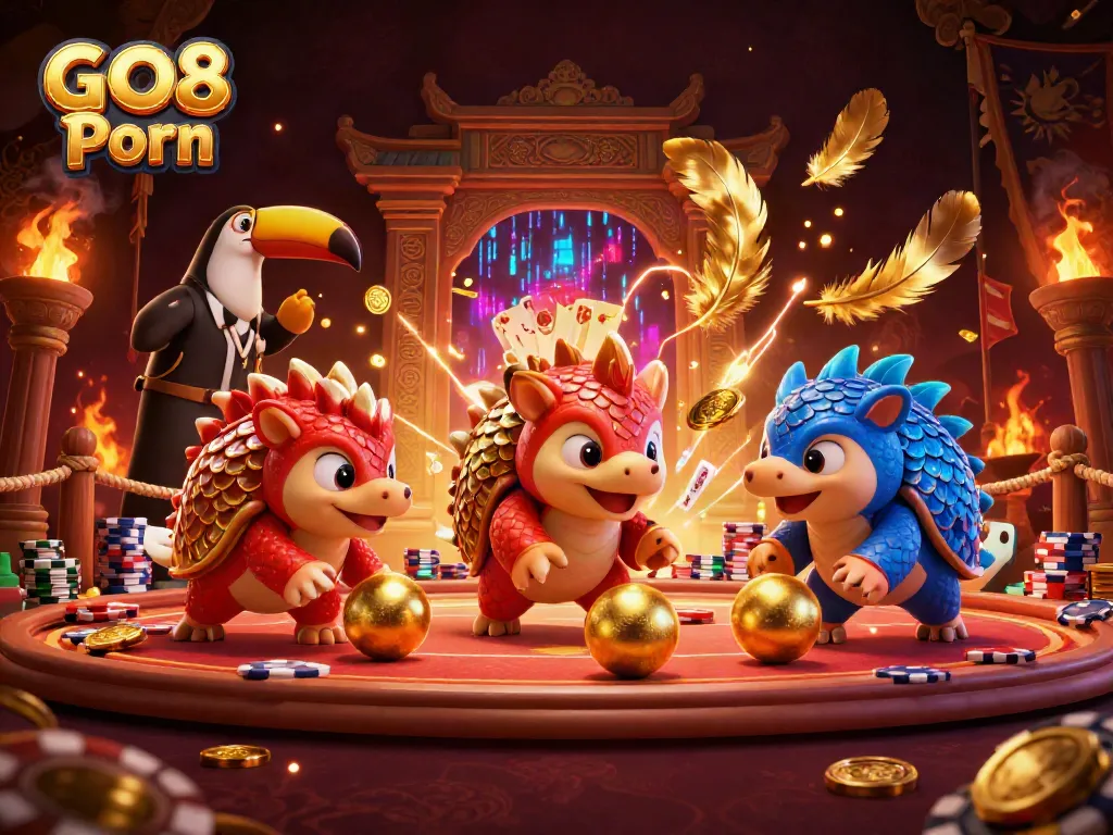 Engage with GO8 Porn action showcasing pangolins competing in a vibrant casino scene.