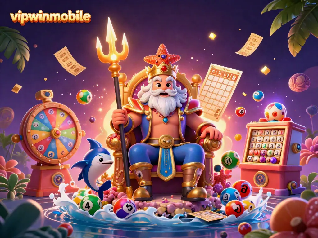 Engage in vibrant lottery excitement with vipwinmobile's colorful illustration showcasing luck and fun.