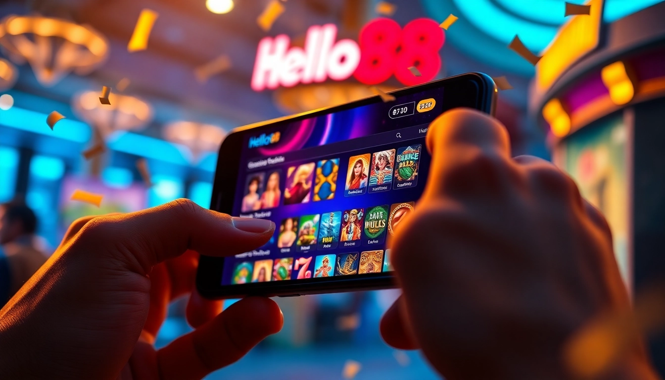 Experience the thrill of online gaming at hello88win.live with a smartphone showcasing exciting casino gameplay.