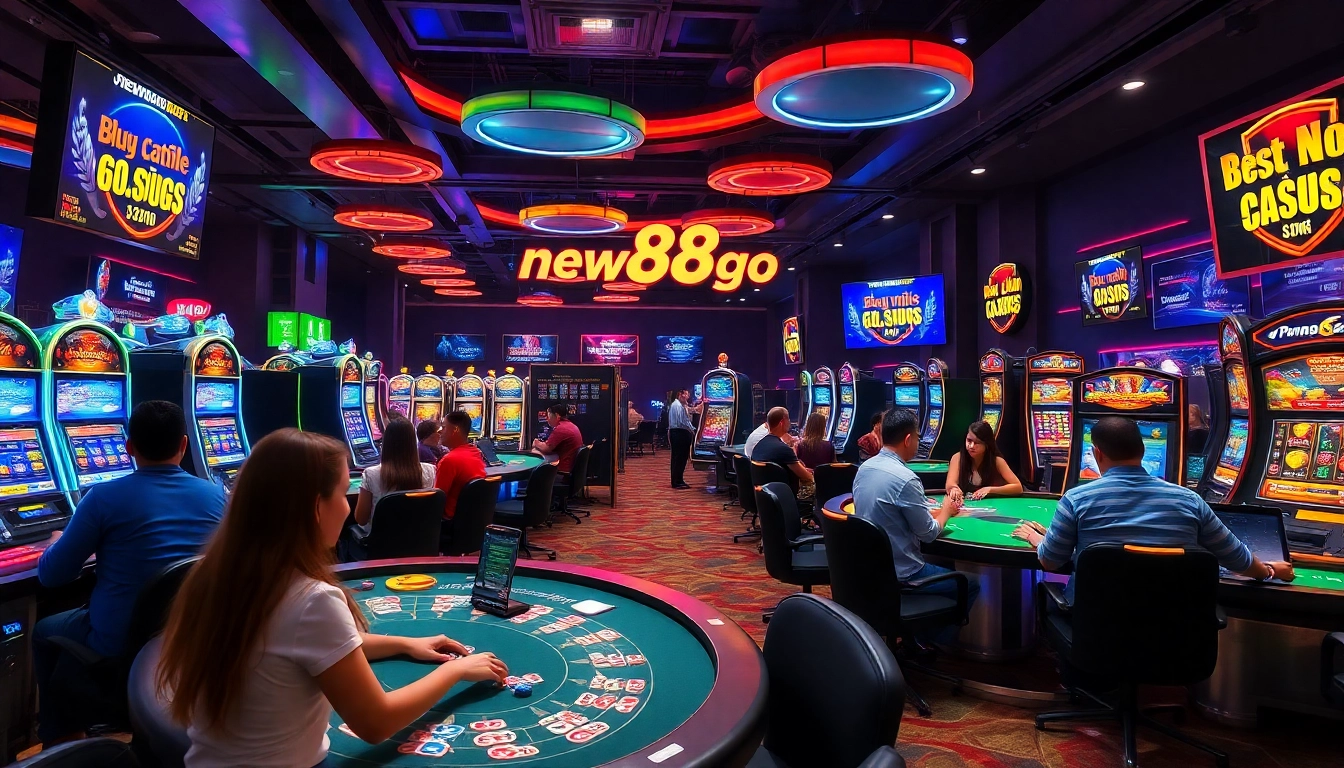 Exciting online gambling experience at new88go.com with diverse players and vibrant casino games.