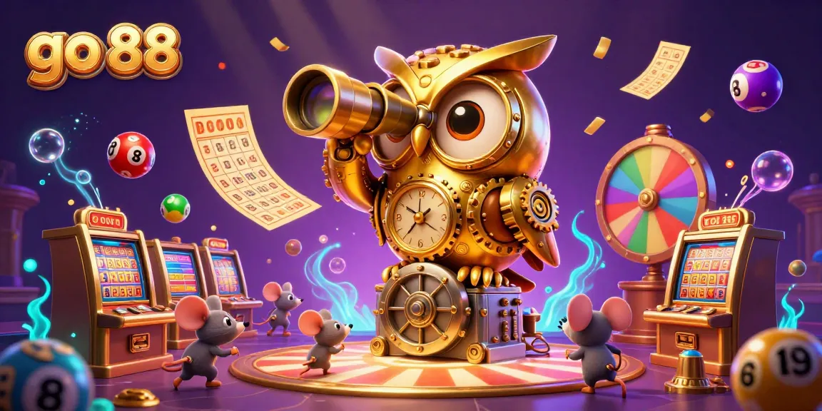 Experience go 88 excitement with the dazzling clockwork owl amidst vibrant casino elements
