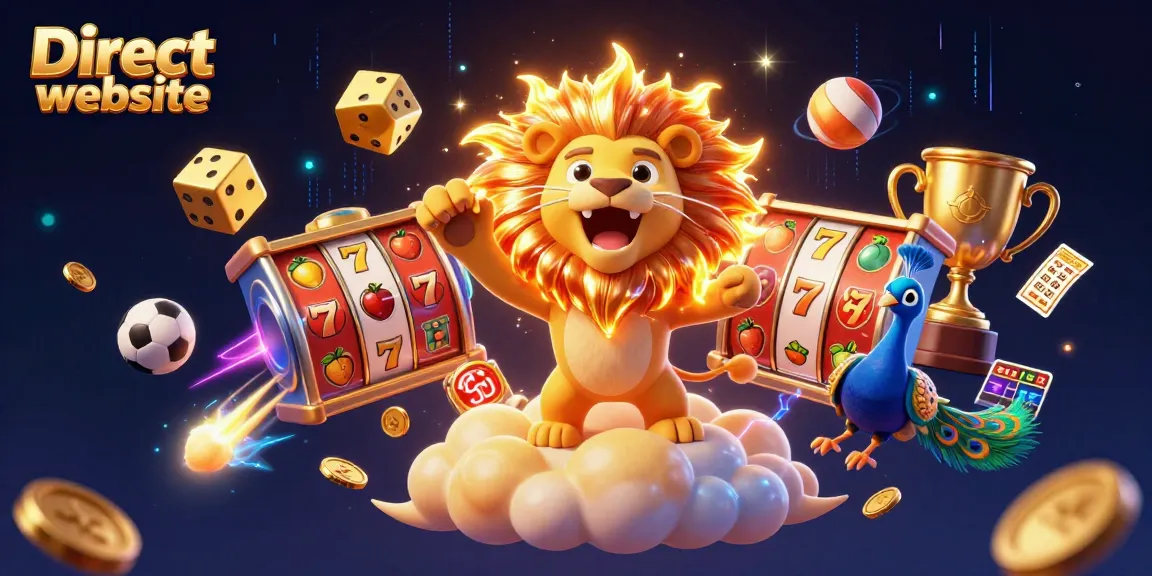 Engage with thrilling action in the Direct website casino scene featuring dynamic slot reels and vibrant gambling symbols.