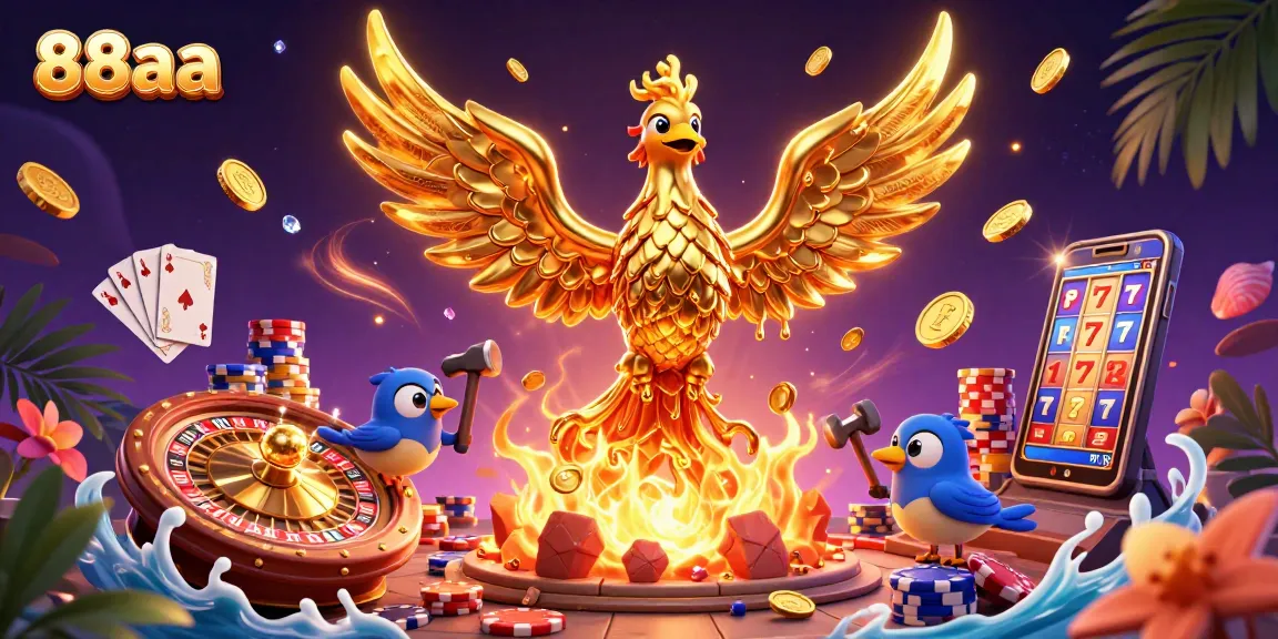 Experience 88aa's thrilling online gaming with phoenix and casino elements in vibrant action.