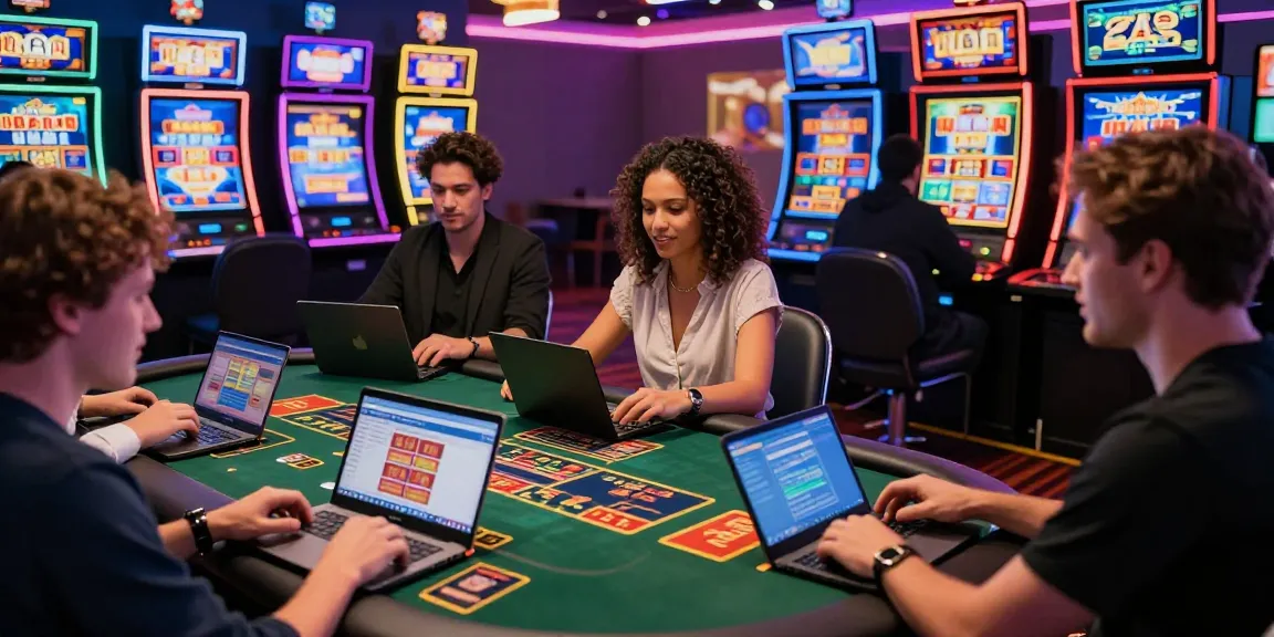 Gaming at top credit card casinos UK on https://scoarch.org.uk, showcasing excitement amongst players and vibrant slot machines.