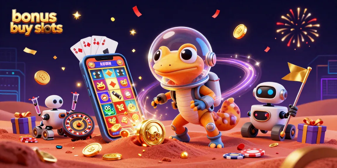 Experience exciting bonus buy slots in a vibrant 3D Martian casino scene.