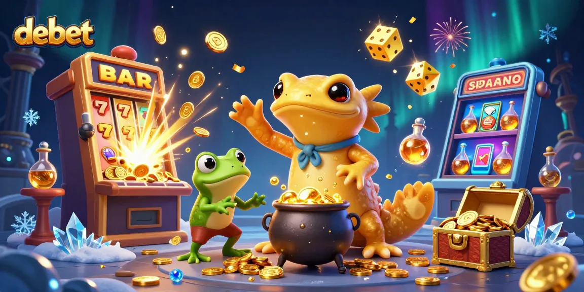 Engage with debet's exciting 3D casino scene featuring a golden salamander and jackpot elements!