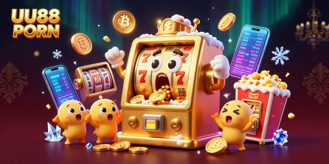 UU88 PORN slot machine celebrates winning jackpot with gold coins and vibrant graphics.