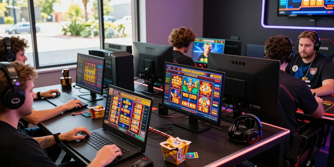 Players exploring credit card casinos and engaging with vibrant games in a lively, modern gaming environment.