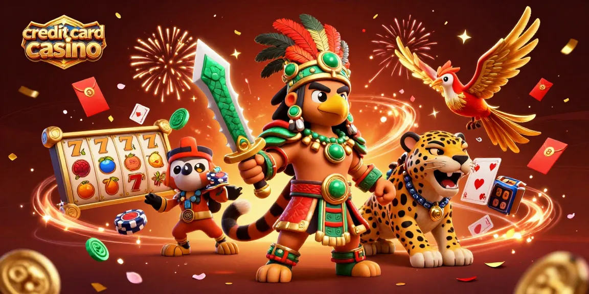 Experience the excitement of a credit card casino with lively characters and vibrant gaming elements.