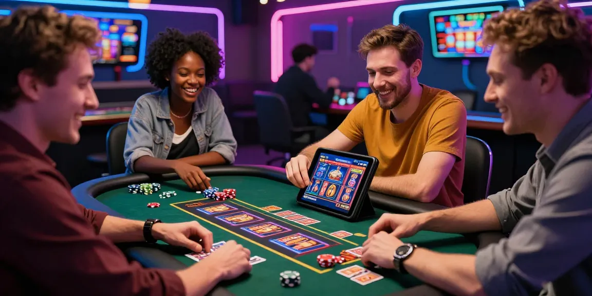 Exciting gaming experience at credit card casinos UK with friends enjoying online slots.