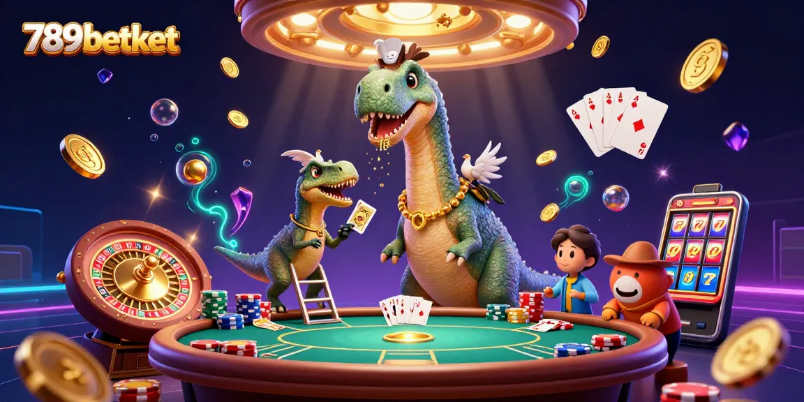 Engage with vibrant gaming action at 789betket featuring a brontosaurus and thrilling casino elements