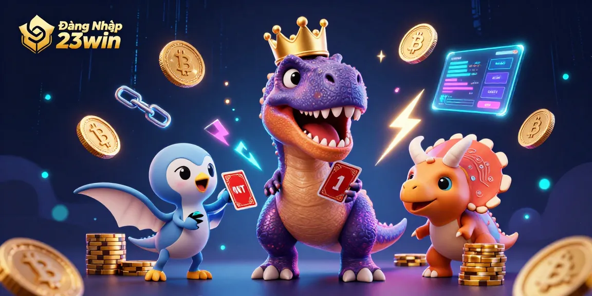 Engage in the fun of Đăng Nhập 23win with friendly characters in a vibrant casino scene.